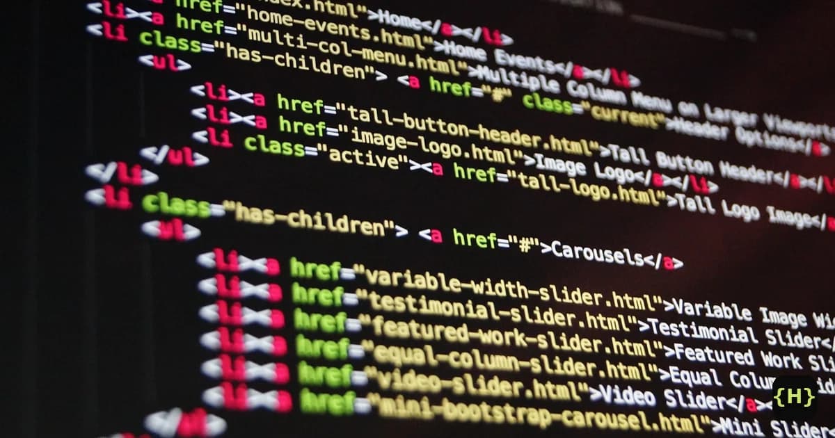 WordPress vs Webflow comparison: HTML markup on a screen