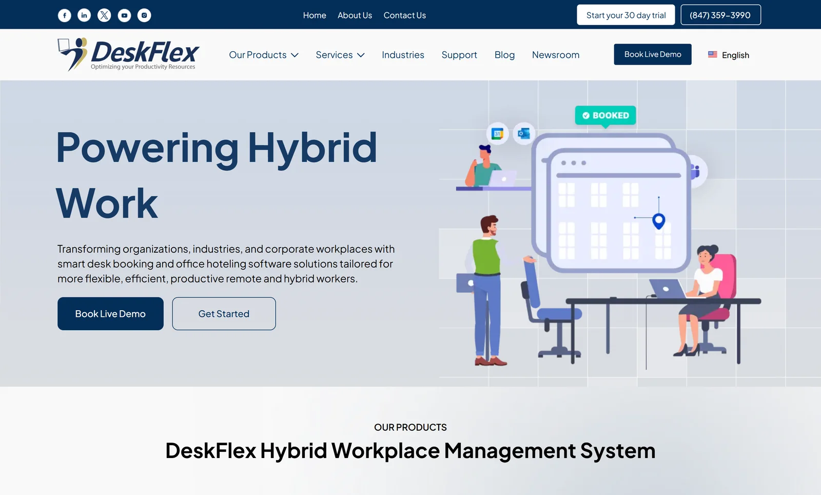 DeskFlex website, built by Humza